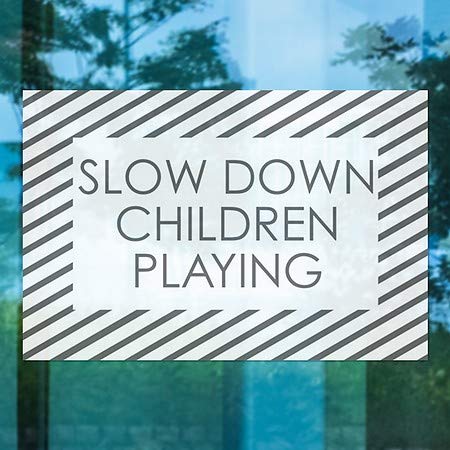 CGSignLab | Забавете ги децата кои играат -бело бело Влечење на прозорецот | 30 x20