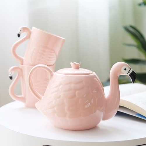Doitool чај сад чај сад чај сад чај сад керамички чајник фламинго чајник мал порцелански чај тенџере цвет чајник керамички чај чај кујнски додатоци трпезариска маса п?