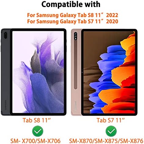 За таблетот Samsung Galaxy Tab S8 / Tab S7 таблет кутија 11 '', премиум кожа тенок лесен со автоматско спиење / будење тврд трифолд држач