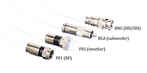 1 стапало бел - цврст бакарен кабел кабел - коаксијален кабел RG6 со конектори, F81 / RF, дигитален коакс за аудио / видео, кабелска