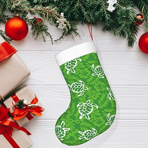 Божиќни чорапи на Аугенстер, морски желка Хибискус зелено двострано камин што виси чорапи