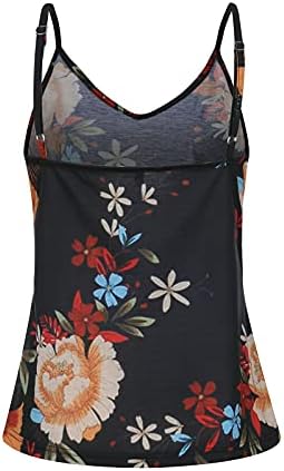 Лето цветни камизолни резервоари врвови секси v вратот шпагети лента ками кошули фустани случајни лабави вклопени тунични маички блузи