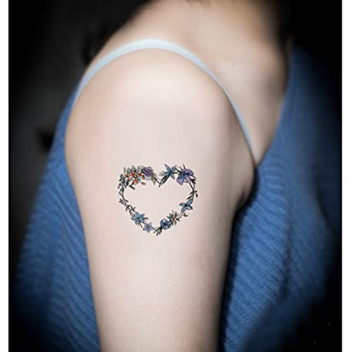 5 парчиња рачно насликани цветна праска налепници за тетоважа на срцева тетоважа водоотпорни налепници за тетоважа со симулација