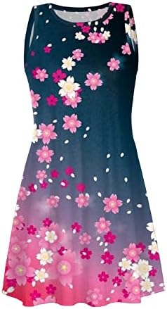 Etkia Plus Size Prom фустани шема печатена преголема камизола тркалезна врата од вратот Обични девојки Обични фустани