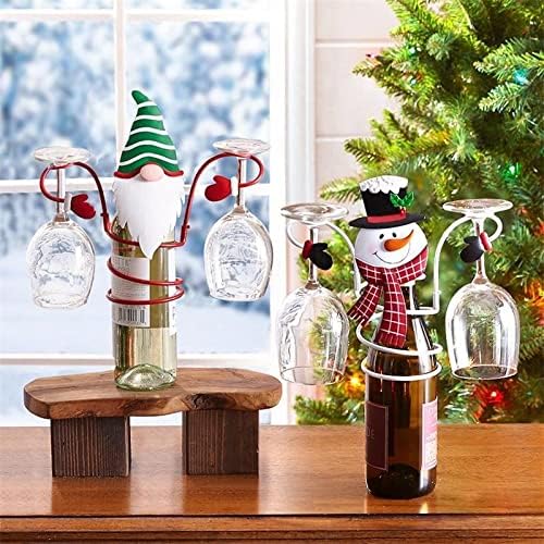 Држач за стакло за шише со шише за празници Дедо Мраз, снежен човек, држач за стакло стакло