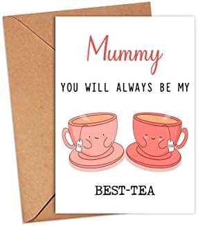 GavinsDesigns Mummy Вие секогаш ќе бидете мојата најдобра чаша - Смешна картичка за пени - Најдобра чајна картичка - картичка за Денот на мајката