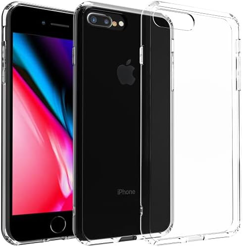 RESTOO дизајниран за iPhone 7 Plus/8 Plus Clear Case, Crystal Slim-Fit Soft TPU со 4 [Absorption-Absorption] Case за iPhone 7 Plus/8