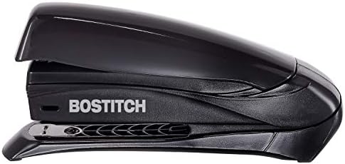 Bostitch Inspire 20 Stapler со листови - еден прст, без напор, спојлер на пролет - Црна