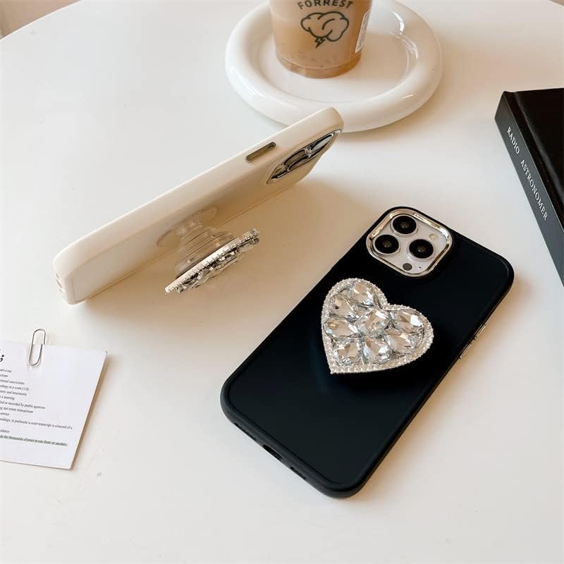 Компатибилен со Iphone 14 Pro Max Случај Сјајна Rhinestone Љубов Срце Зафат Штанд, Луксузни Луксузни Дијамант Блинг Сјај Случај Мека Tpu Шок
