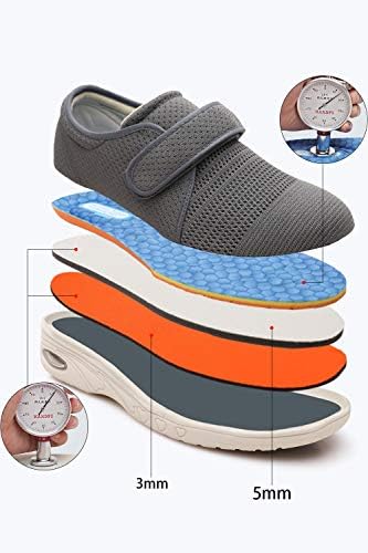Земја за дијабетични чевли Зумејаја за жени кои се обични прилагодливи чевли за одење Широки чевли за стари лица отечени нозе не лизгање