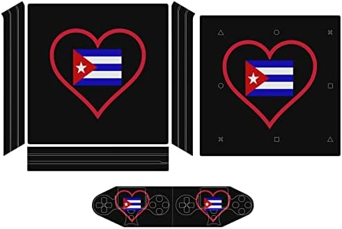 Ја Сакам Куба Црвено Срце Симпатична Налепница Заштитник На Кожата Тенок Капак ЗА ПС-4 Тенок/ПС-4 Про Конзола &засилувач; 2 Контролер
