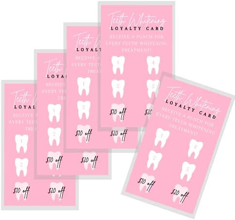 Белење на заби Лојалност Попуст Картички | 50 Пакет | Големина 2х3, 5 Инчен Бизнис Картичка | Натпревари Белење На Заби Последователна Картичка