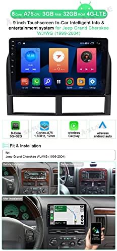 ASURE 9 инчен 8 Јадро 3+32GB Android Автомобил Стерео Радио За Grand Cherokee 1999-2004,GPS Навигација Единица Со Безжичен Carplay,Android Auto,