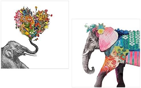Салфетки со тематски партии на слонови - 40 КТ | 2 КТ пакувања со салфетки за пијалоци | Среќни и регалија дизајни на слонови