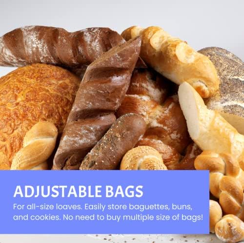 Пластични Кеси За леб за повеќекратна употреба За Домашен Леб - 150 Пакувајте Проѕирна Кеса За Леб Со Врски за Херметички зачувување