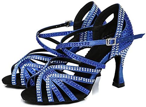 Gangенски женски латински танцувачки чевли со Rhinestone Peep Ballroom Salsa Tango Pricket Performance Dance Shoes, YCL450