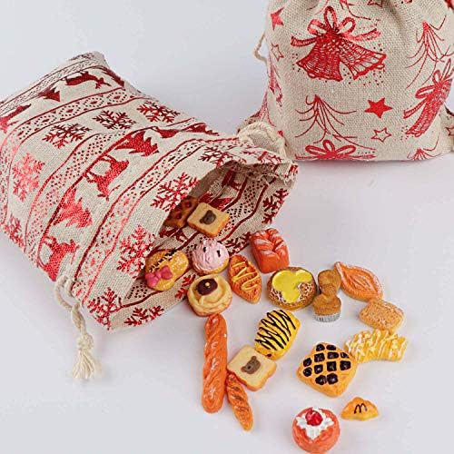 Аделулу 24 Божиќни Торбички За Подароци Од Коноп Од Памук 5 Х 7 Природни Памучни Кеси Од Коноп За Свадбени Услуги За Забави, 6 Дизајни
