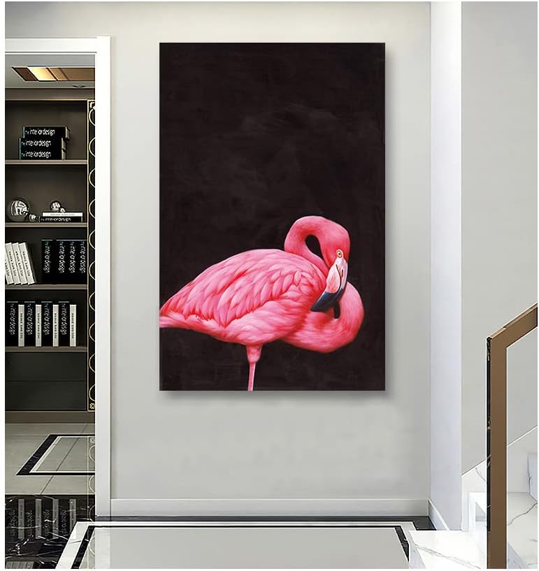 Ченбела-Фламинго рачно насликана wallидна уметност животно платно масло сликање розова птица романтичен пејзаж uralидал погоден за дневна соба спална соба трпезариј?