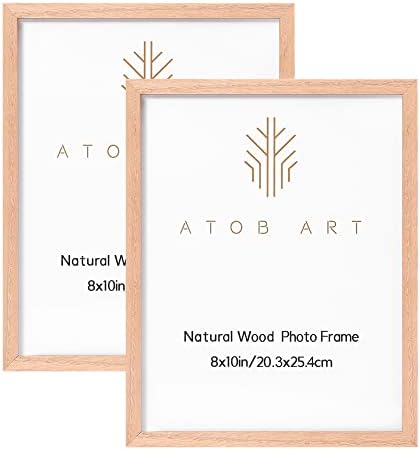 AtoBart 8x10inch Рамки за слики, дабово дрво од дабово дрво поставено со стакло со висока дефиниција за монтирање на wallидови или екранот