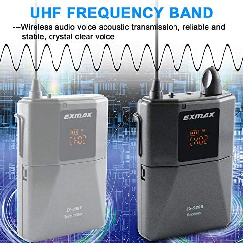 EXMAX EX -938 UHF Гласовен акустичен пренос безжичен шепот на шепоти Слушалки за системи за растителни тури црковни превод Симултано толкување