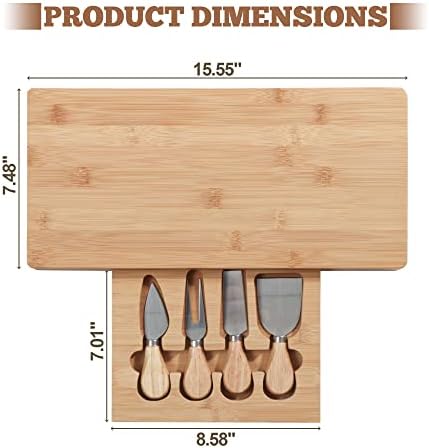 Bigtree Bamboo Cheese Board и комплет за ножеви, табла за табла за чар