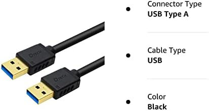 DTech Short USB 3.0 Тип А На Кабел Машки До Машки Кабел За Податоци Со Голема Брзина
