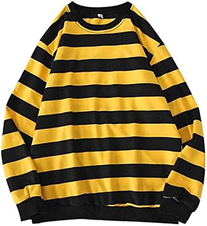 Zdfer Men's Stripe Pulverove Sweater есенски зимски тркалезен џем за џемперки со долги ракави врвови, обична лабава маица, сиви кошули,