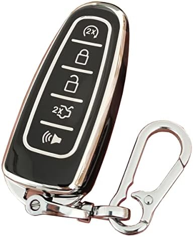 WKEDQAF за Ford Key FOB Cover Cover Case TPU заштитен школка погоден за Ford C-Max Edge Expection Expedition Explorer Flex Focus