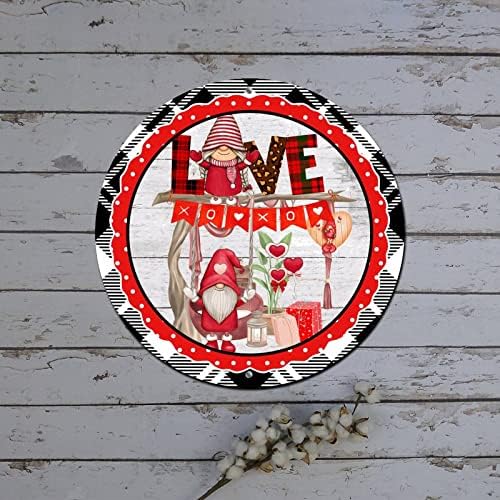 Тркалезни метални знаци на венец на Денот на вineубените, сè што ви треба е Loveубов Gnome дрво жито карирано лименка знак земја затворен