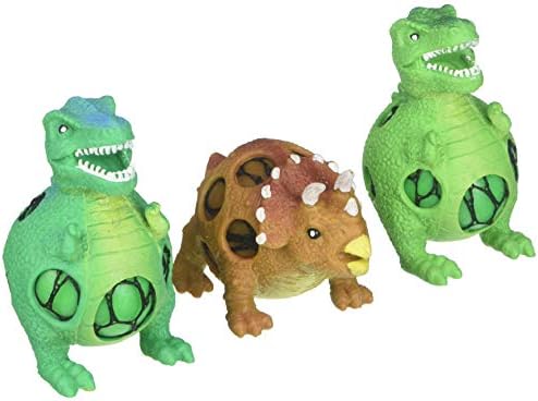 Iousубопитни умови зафатени торби сет од 3 мрежи диносаурус стискаат стрес топка - сензорна, стрес, играчка со фиџет - играчка со
