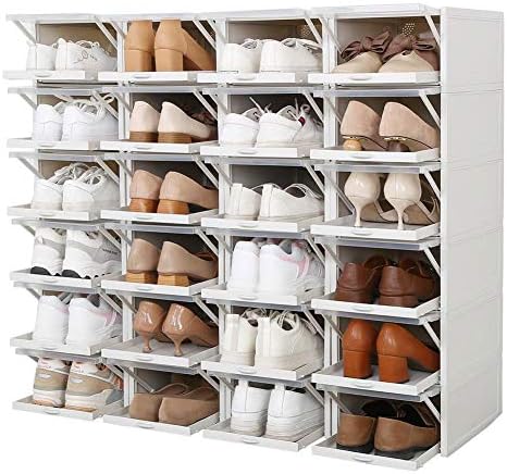 ДИНГЗЗ чевли решетката пластична преклопна чевли за чевли кутии Организатор за чевли за чевли за фиоки за складирање на спортски чевли со