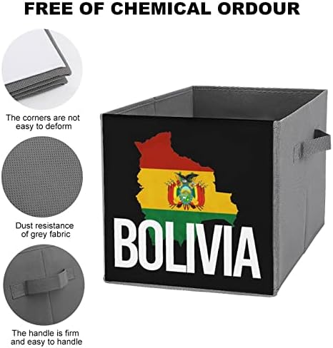 Боливија Мапа И Знаме Канти За Складирање Коцки Преклопни Ткаенини Организатори Со Рачки Облека Торба Кутија За Книги Кошница За Полици Плакар