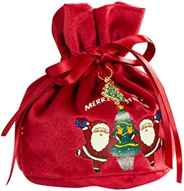 Креативна Модна Чанта Божиќна Торба За Подароци Црвена Зелена Врвка За Бонбони Торба За Влечење Божиќни Торби За Подароци Еднократно