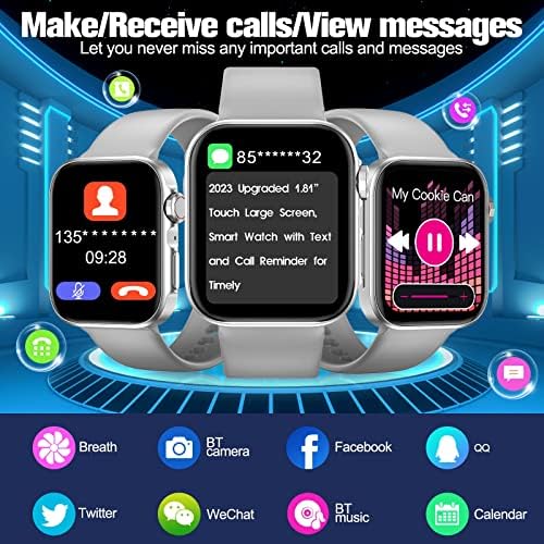 ЗЕКК Паметен Часовник За Мажи Жени, Паметни Часовници за iOS Android 2023 Најнов Фитнес Тракер Со Екран На Допир 1.81 Со Одговор/Направи