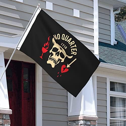 Пират Не четвртина без милосрдие знаме 3x5 ft двострана живописна боја и UV отпорни на знамиња за отворено куќичка соба