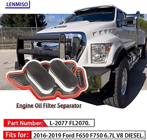 Сепаратор на филтер за масло од Lenmiso Компатибилен со -2019 Ford F650 F750 6.7L V8 дизел, го заменува FL-2077 FL2070