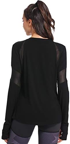 Muzniuer женски долги ракави вежбање кошули-обична маичка со долги ракави за жени јога спортска маица активна облека со дупка со