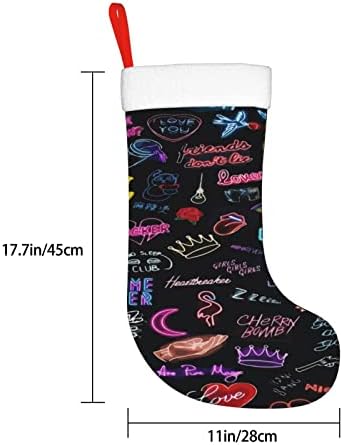 Божиќни чорапи за божиќни чорапи Неон смешни фламинго двострани камин што виси чорапи