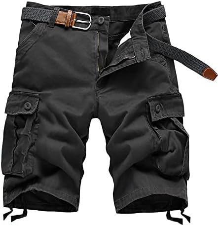 Машки карго шорцеви лесни обични кратки панталони на отворено проширување на половината отпорна на риболов шорцеви со повеќе џебови