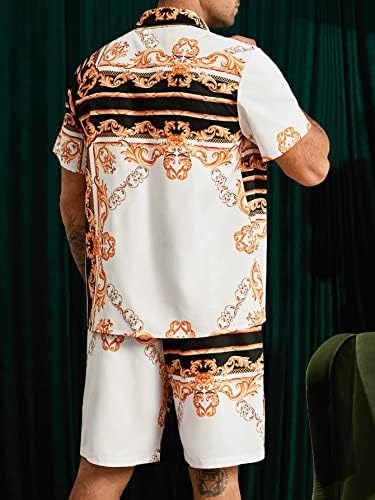 Oyoangle машки плус големина 2 парчиња облеки барокно копче за кратки ракави надолу од кошула и шорцеви
