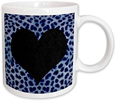 3drose панк-рокабили сина гепард животинска печатена црна срцева кригла, 11-унца