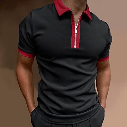 Xxbr zipper polo кошули за мажи, есен летен шарен тенок тенок фит маица за кратки ракави деловни обични врвови за работа за работа