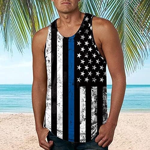 Резервоар за плажа печатени без ракави на мажи врвови на вратот пролетно знаме блуза случајно лето машко резервоар за мажите за мажи