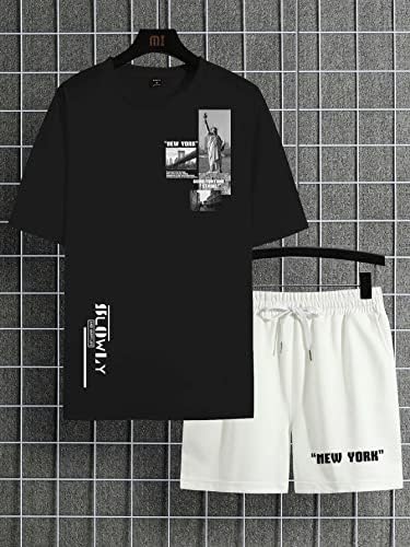 Nibhz Облека со две парчиња за мажи мажи, графички мета и шорцеви за половината за влечење