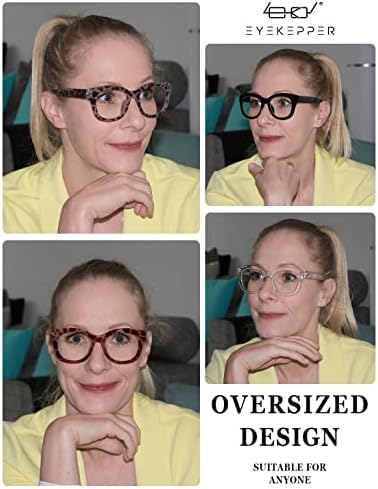 Eyekepper 4-пакет преголеми прогресивни очила за читање на мултифокуси жени Blue Blonging без никакви читатели на трифокални