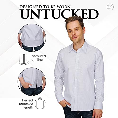 Неискрени кошули за мажи со долги ракави - Коштурни кошули со фустани - отпорни на брчки, стандардно вклопување, дизајн на ленти