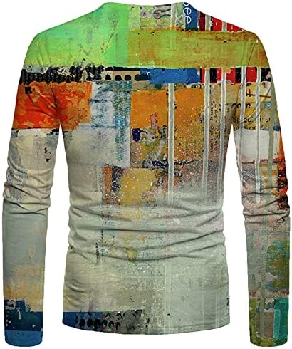 Нова графичка маица за мажи Графити печати долги ракави кошули со екипаж лабави плус големина долга ракав блуза врвови