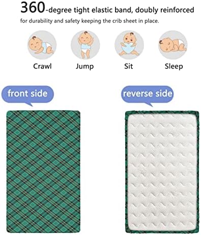 Селтик зелена тематска опремена мини чаршафи за креветчиња, преносни мини креветчиња за креветчиња ултра мек материјал за момче или девојка или