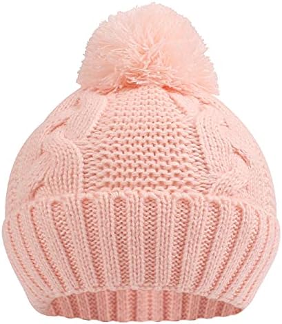 Јангананса зимска плетена бебешка капа, топло грав за момчиња девојчиња, новороденче, бебе, бебиња со помпом