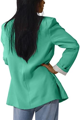 Overmal жени цврсти отворени предни џебови кардиган формален костум со долга ракав блуза палто